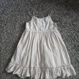 Tahari Girl Dress White And Cream Striped Size 8